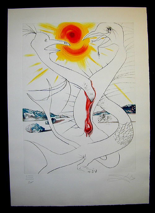 Salvador Dali - La Conquete du Cosmos I & II - The caduceus of Mars fed by thefireball of Jupiterlithograph