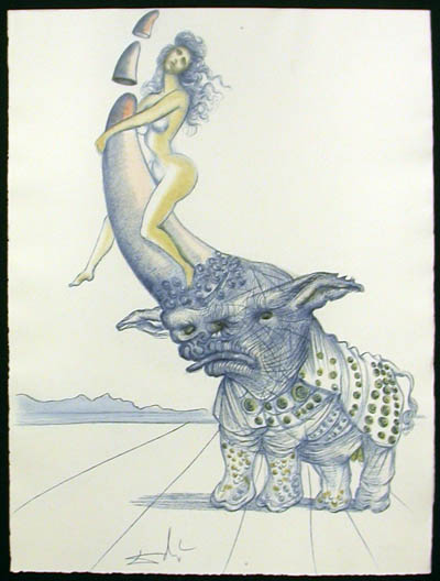 Salvador Dali - Dali Illustre Casanova - Girl on Rhinoceros Horn