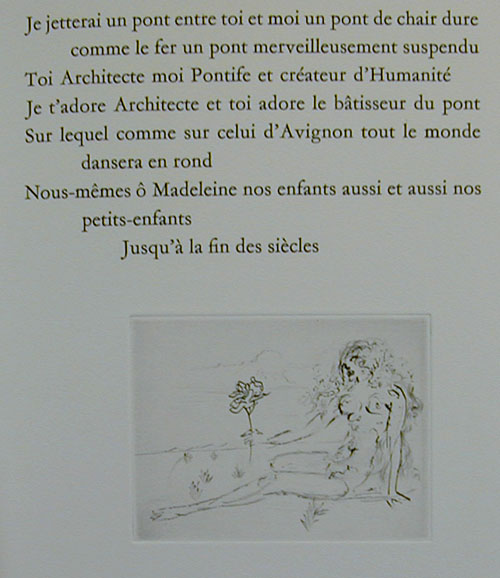 Salvador Dali - Secret Poems by Guillaume Apollinaire - From Nude with Parrot