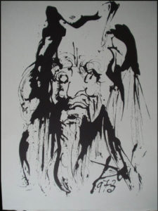 Salvador Dali - Moise et Monotheisme - Interior Illustration
drawn by Dali on olive wood