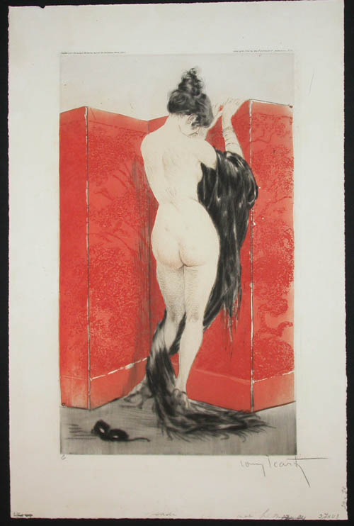 Louis Icart Lacquered Screen