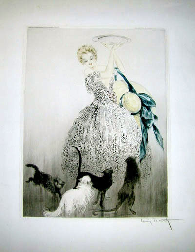 Louis Icart Plate of Milk 