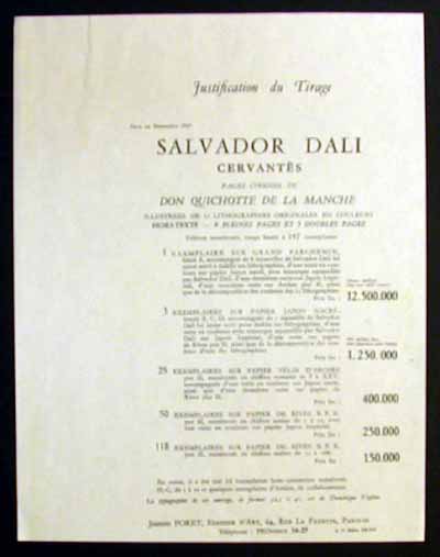 Salvador Dali - Pages choisies de Don Quichotte de la Mancha - Tirage