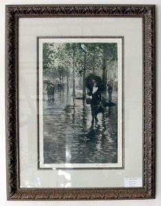 Manuel Robbe Rainy Sidewalk in Paris - 1911