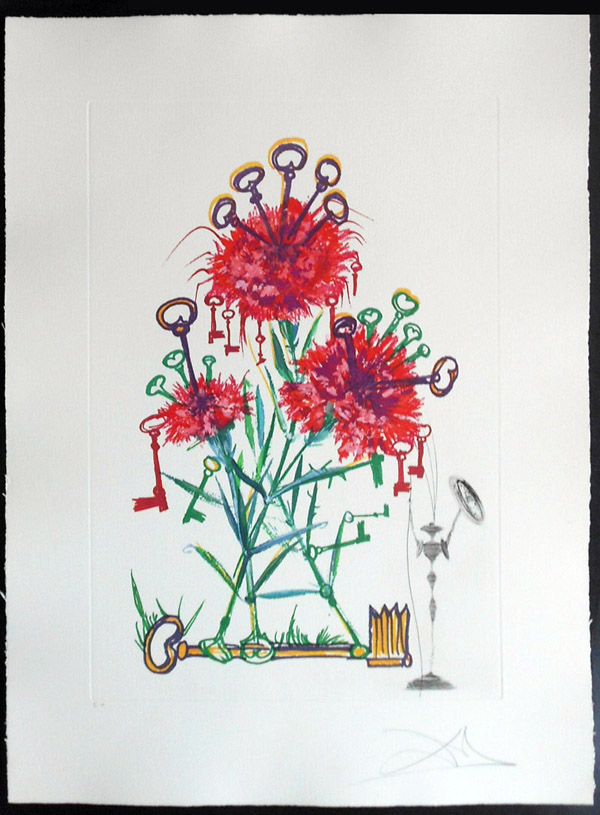 Salvador Dali - Surrealist Flowers, Florals - Carnation + Keys, M